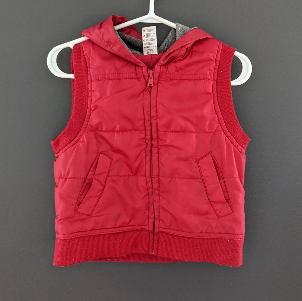 Red zip up hooded vest